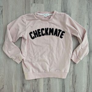 7/8Y Miles the Label Pink Checkmate Crewneck Sweatshirt (K6)